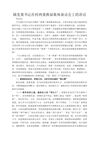 镇党委书记在村两委换届集体谈话会上的讲话