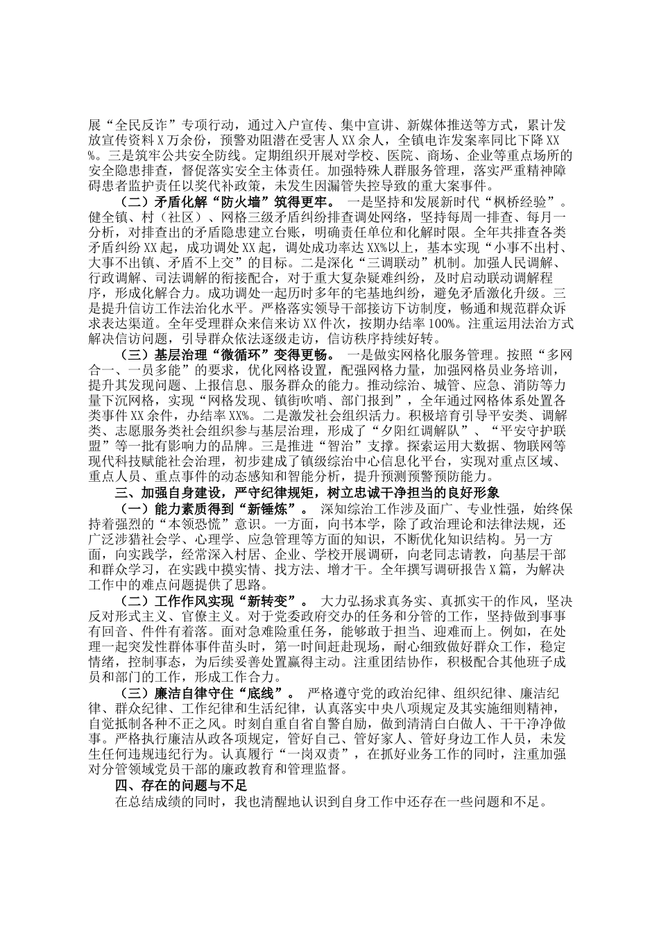 镇综治办副科级专职副主任2025年度个人述职报告_第2页