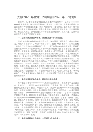 支部2025年党建工作总结和2026年工作打算计划