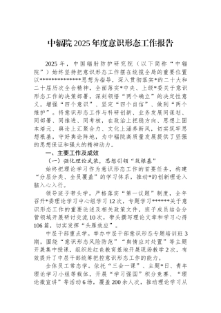 中辐院2025年度意识形态工作报告