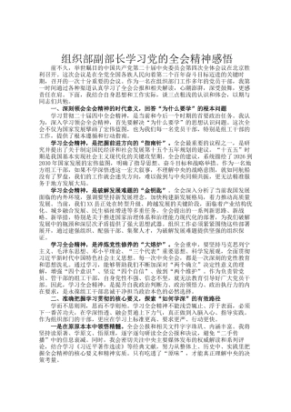 组织部副部长学习党的全会精神感悟