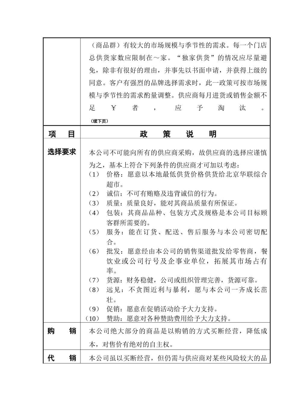北京华联综合超市有限公司营运规范超市供应商管理手册_第2页