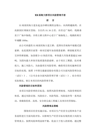 滨海大桥项目风险管理手册