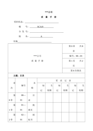 产品的运输、计量器具的检定公司质量手册