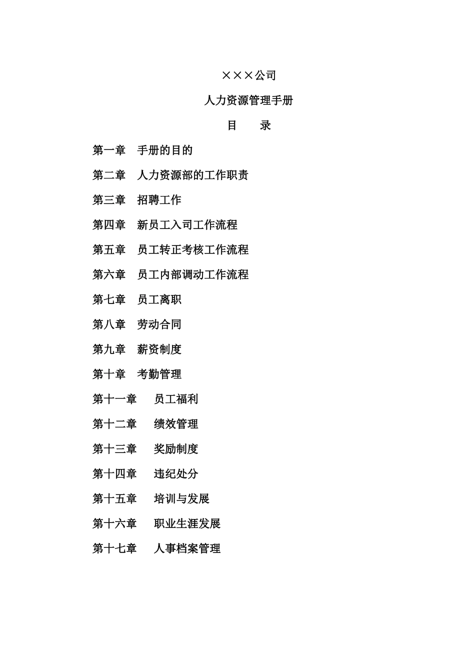 公司《人力资源管理手册》_第1页