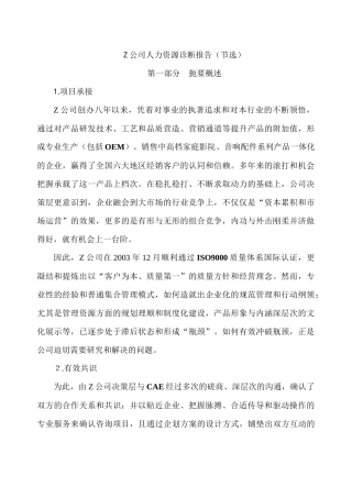 公司人力资源诊断报告