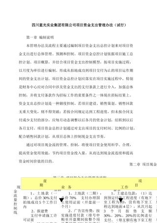 四川蓝光实业集团有限公司项目资金支出管理办法