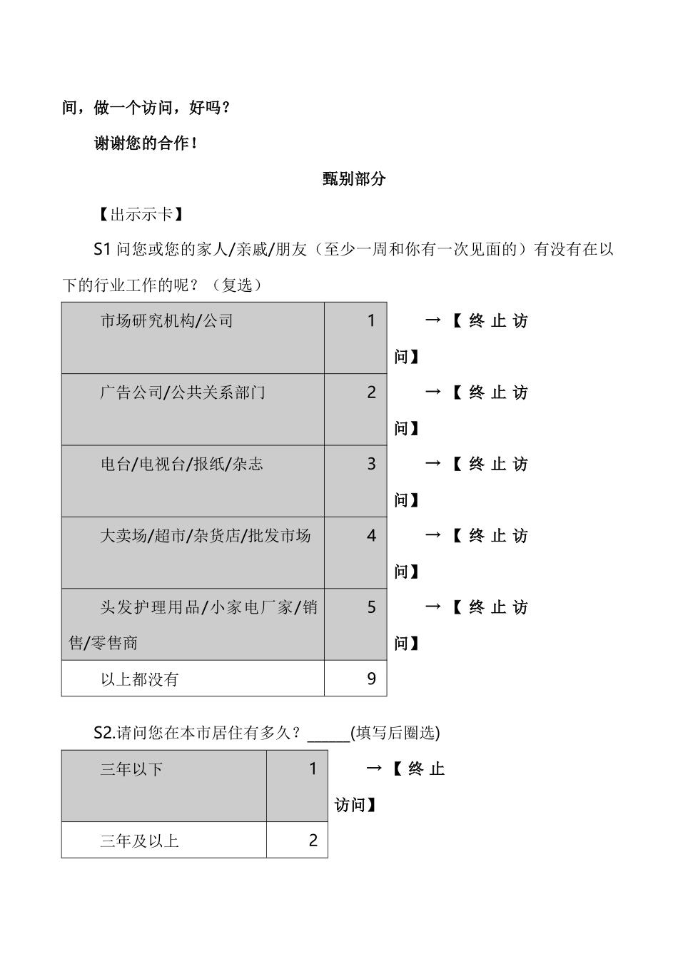 头发护理小家电购物者研究-电吹风（大卖场百货商场电器连锁IND渠道）甄别问卷_第2页