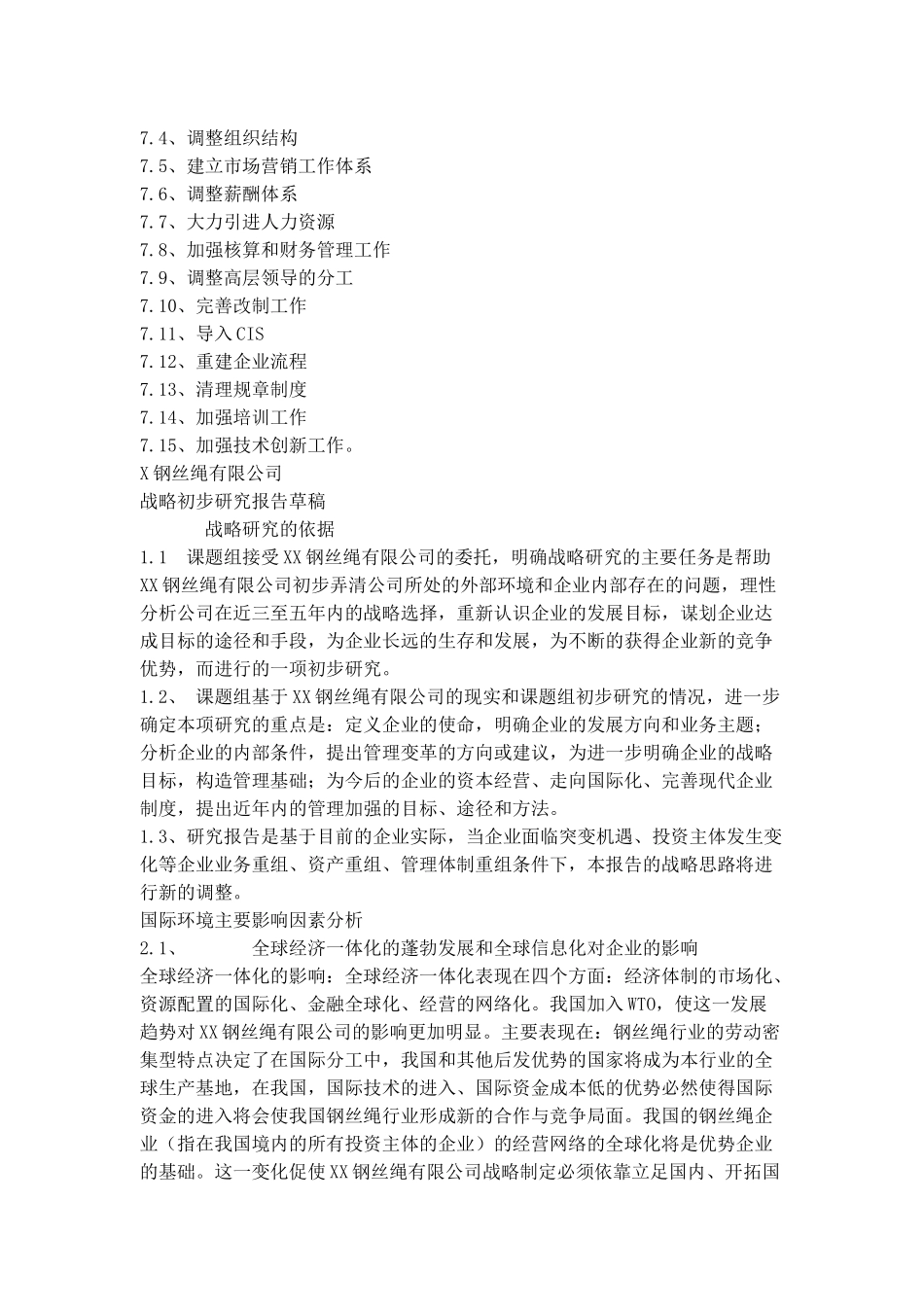 XX钢丝绳有限公司战略研究初步报告_第2页