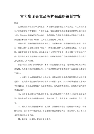 富力集团企业品牌扩张战略策划方案