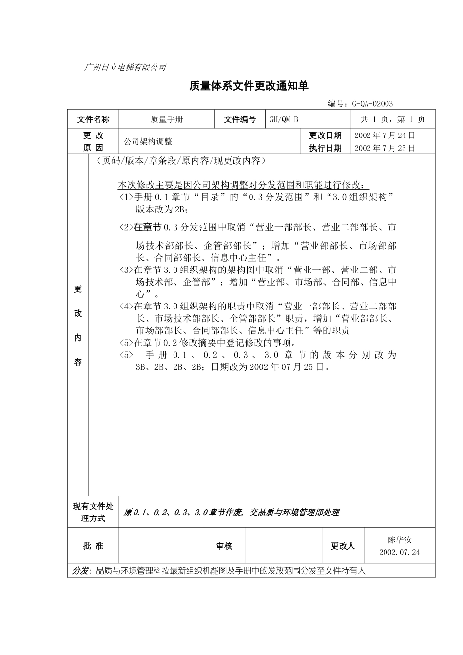 广州日立电梯有限公司质量手册_第3页