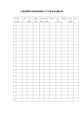 集团营销总部物流管理部工作手册长途运输台帐