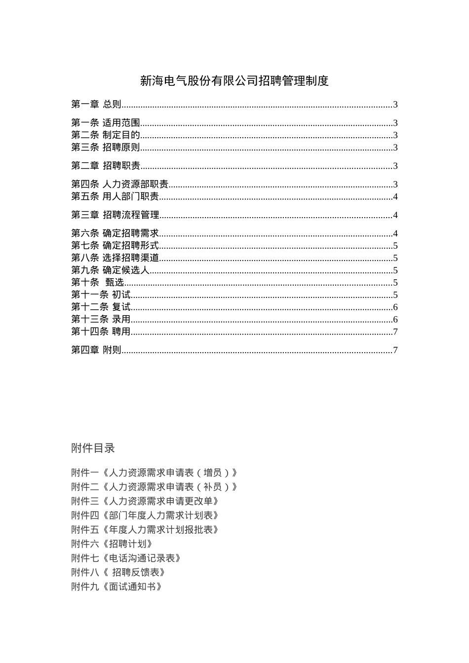 新海电气股份有限公司招聘管理制度_第1页
