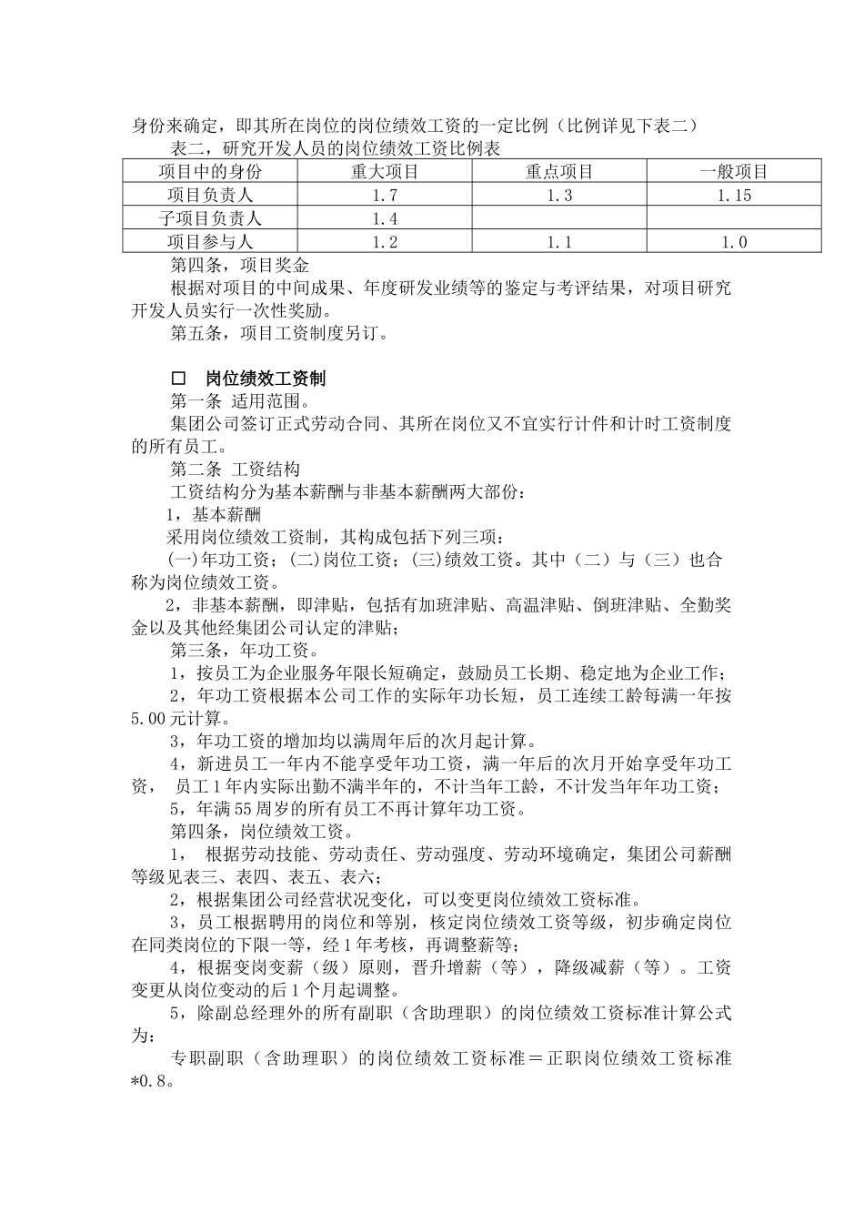 重庆四维瓷业(集团)股份有限公司薪酬管理制度_第3页