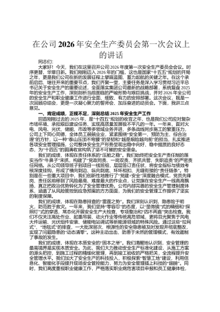 在公司2026年安全生产委员会第一次会议上的讲话