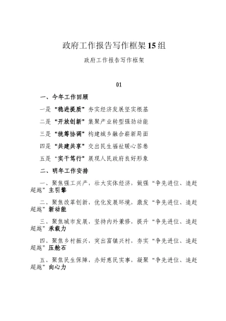 政府工作报告写作框 架15组