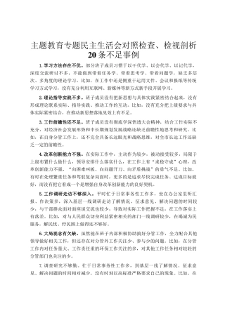 主题教育专题民主 生活会对照检查、检视剖析20条不足事例