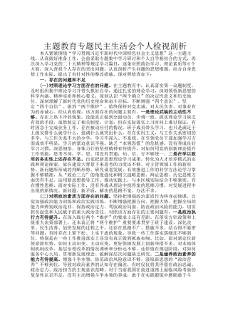 主题教育专题民主 生活会个人检视剖析