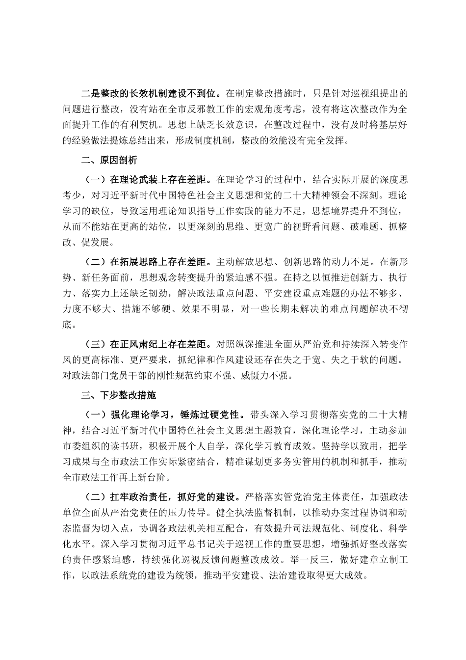 政法委书 记巡视整改专题民主 生活会个人发言提纲_第3页