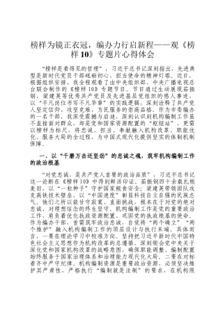 榜样为镜正衣冠，编办力行启新程——观《榜样10》专题片心得体会