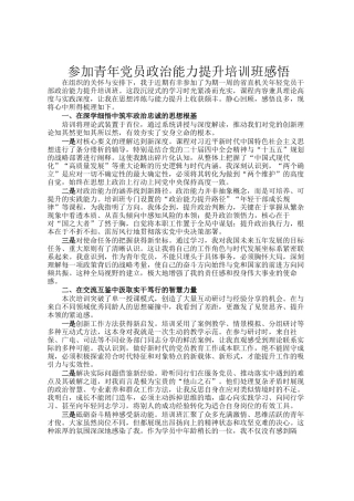 参加青年党员政治能力提升培训班感悟