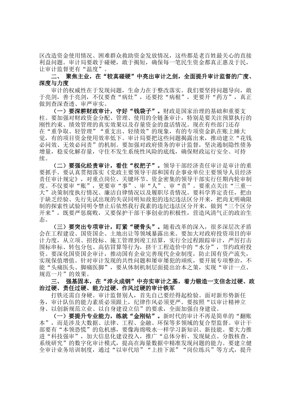 常务副区长在区审计局全体人员会议上的讲话_第2页