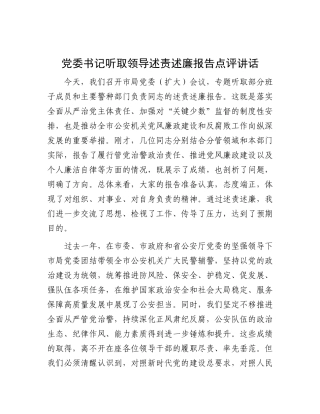 党委书记听取领导述责述廉报告点评讲话（公安）