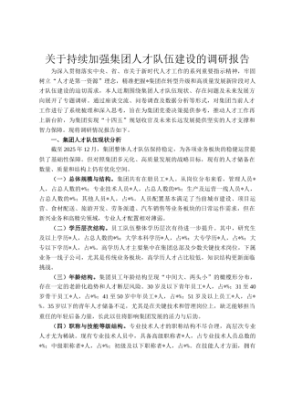 关于持续加强集团人才队伍建设的调研报告