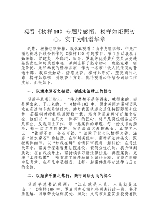 观看《榜样10》专题片感悟：榜样如炬照初心，实干为帆谱华章