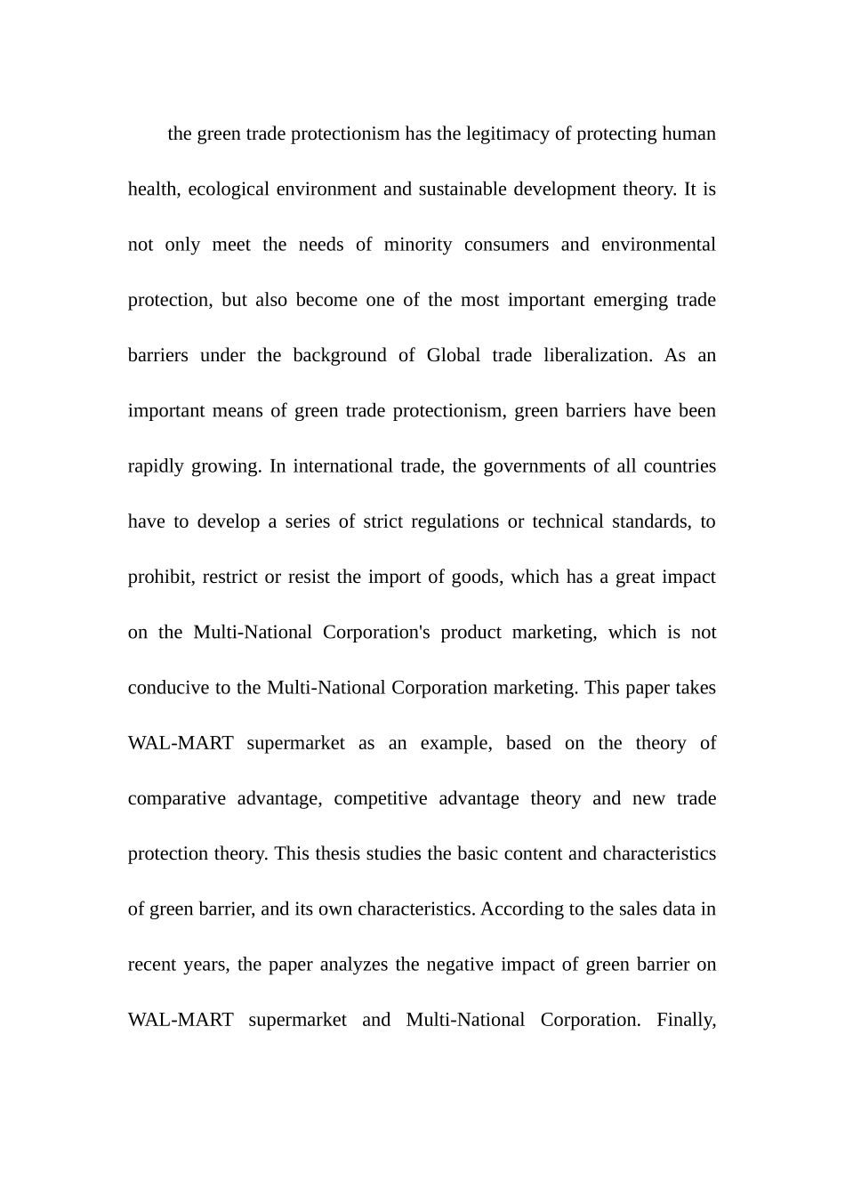 国际贸易中绿色壁垒对沃尔玛公司营销的影响分析研究  经济学专业_第2页