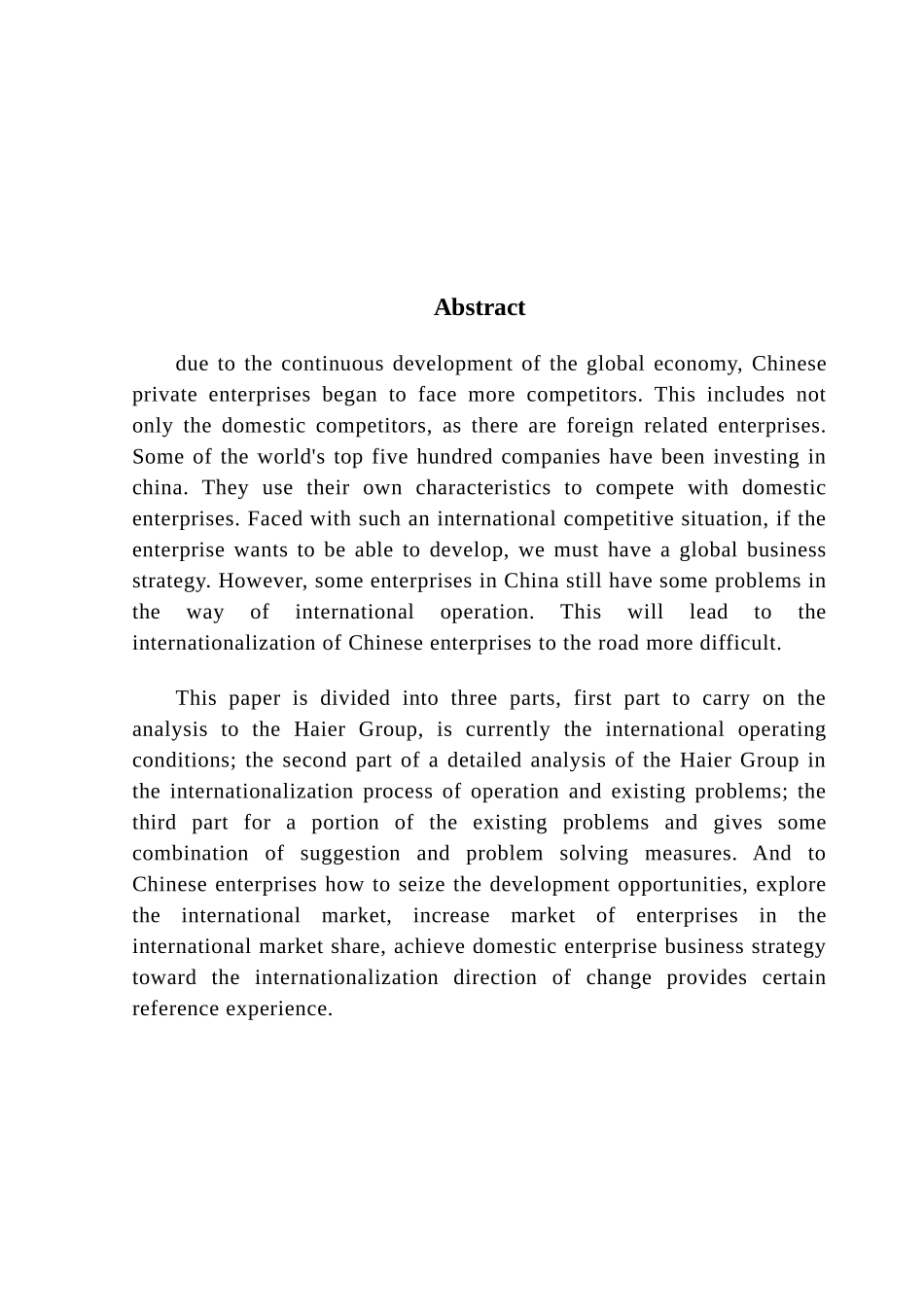 海尔集团国际经营战略分析研究   市场营销专业_第2页