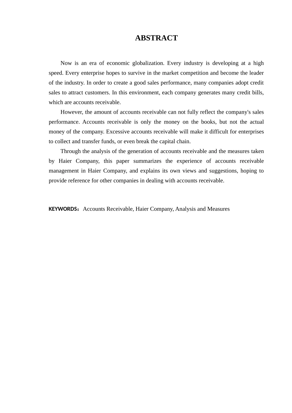 海尔应收账款管理浅析分析研究  财务会计学专业_第2页