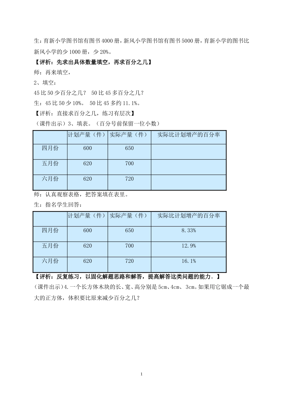 《用百分数解决问题练习题》教学实录_第2页