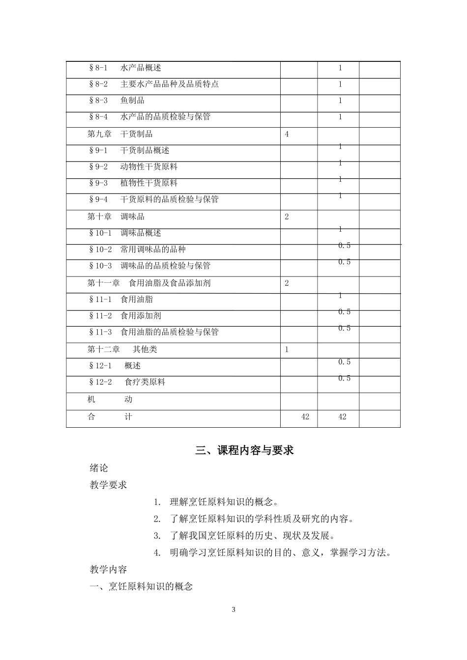 烹饪原料知识教学大纲_第3页