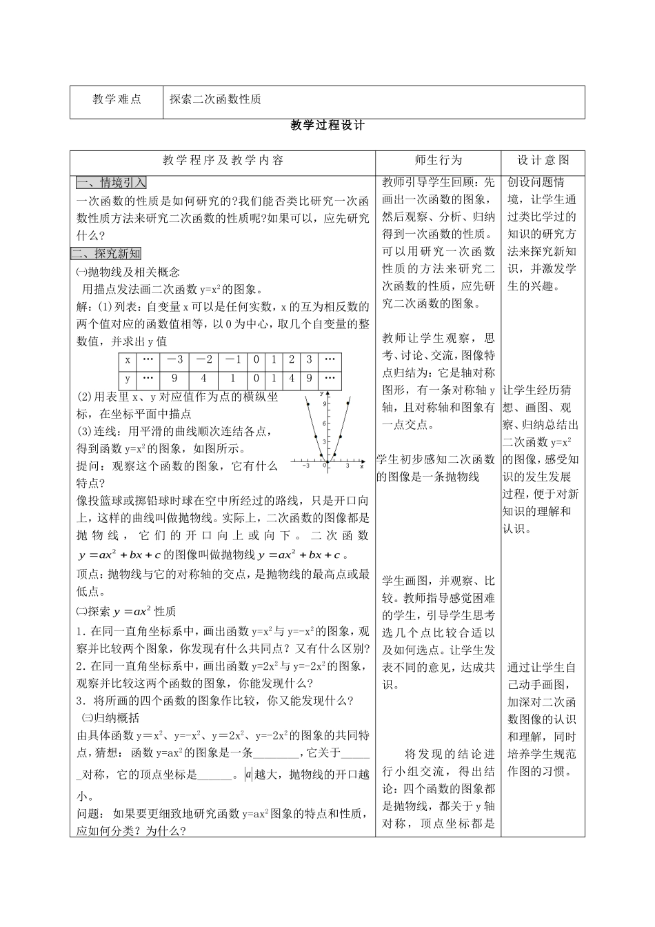 人教版九年级数学下册第二十六章二次函数教学设计_第2页