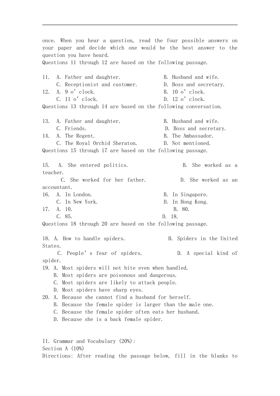 学年第二学期高一年级英语期中试卷_第2页