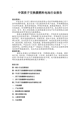 中国质子交换膜燃料电池行业报告