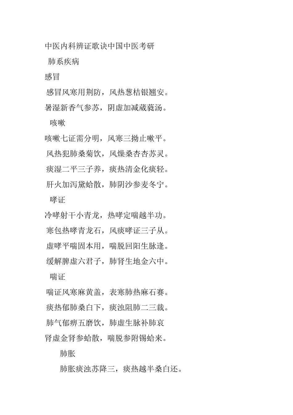 中医内科辨证歌诀中国中医考研_第1页