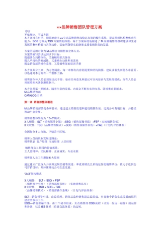 ××宝洁品牌销售团队管理方案