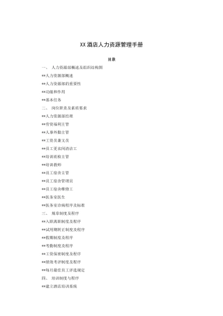 XX酒店人力资源管理手册