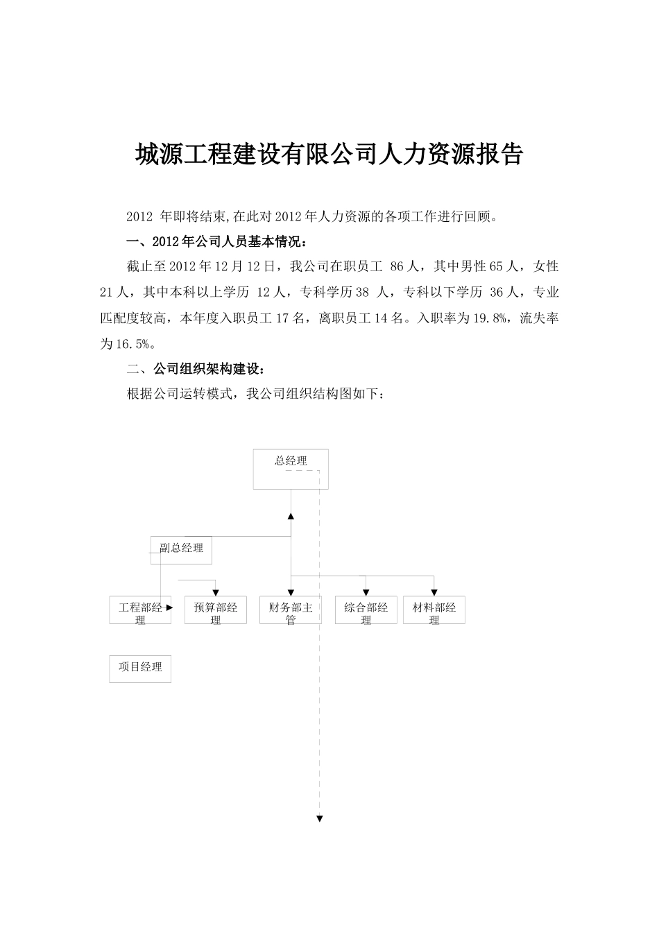 城源工程建设有限公司人力资源报告_第1页