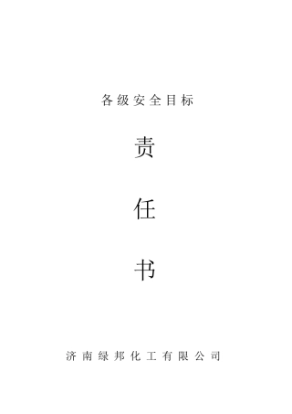 济南绿邦化工有限公司各级安全目标责任书