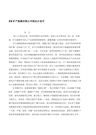 矿产能源有限公司商业计划书
