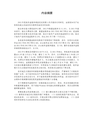 年度中国软件盗版率调查报告