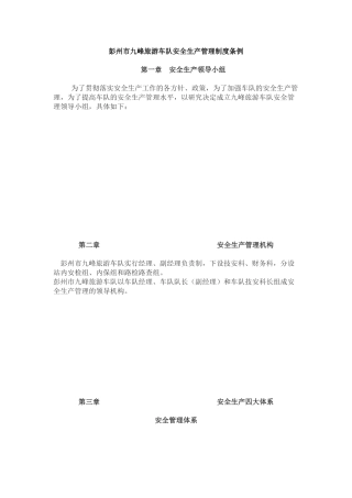 彭州市九峰旅游车队安全生产管理制度条例
