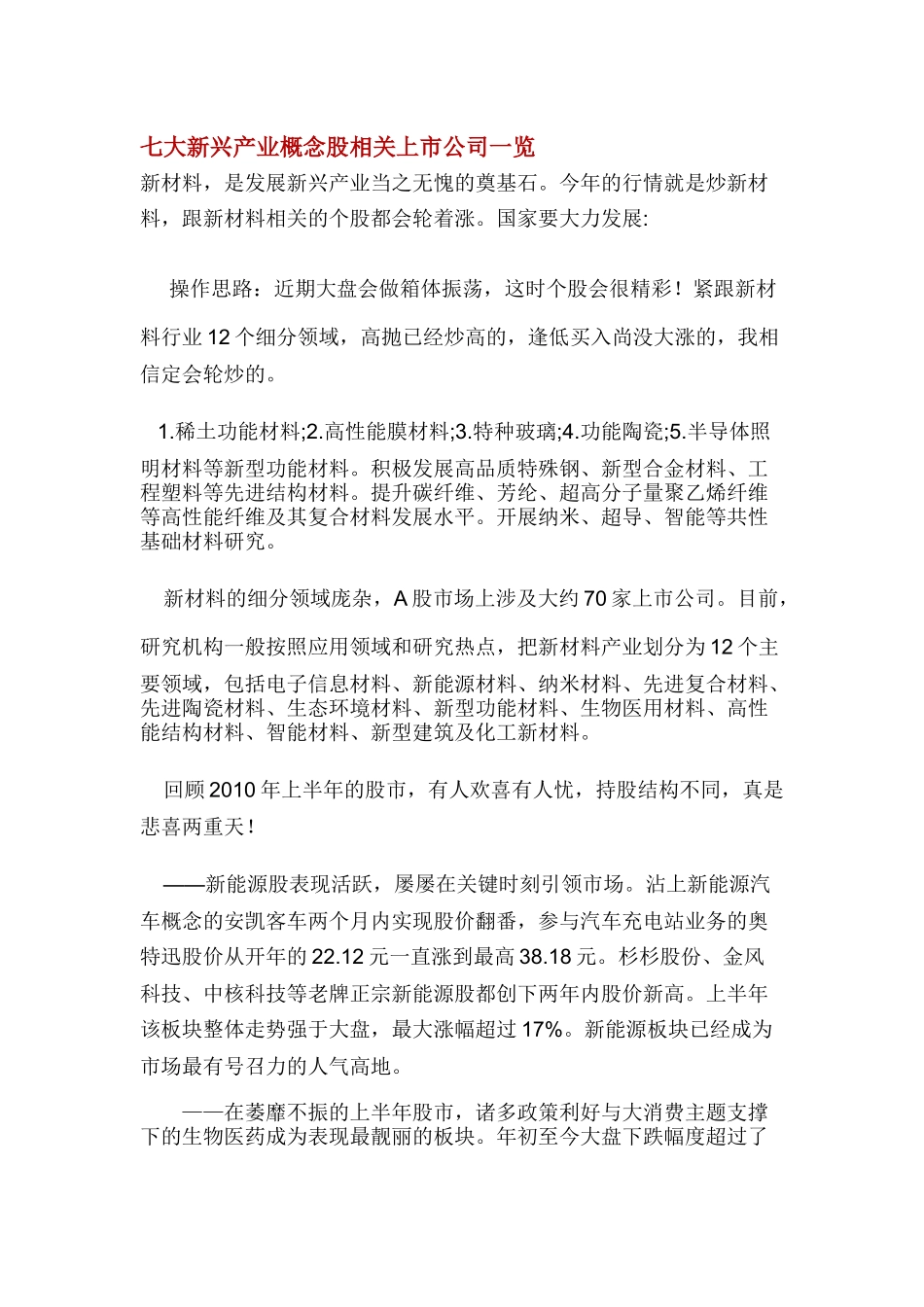 七大新兴产业概念股相关上市公司一览_第1页
