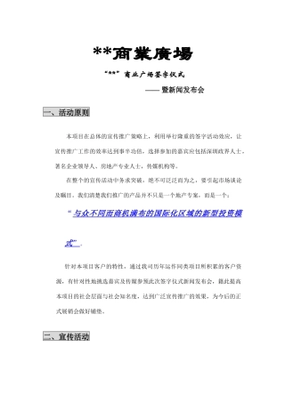 商業廣場某项目新闻发布会流程