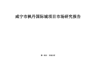 咸宁市枫丹国际城项目市场研究报告