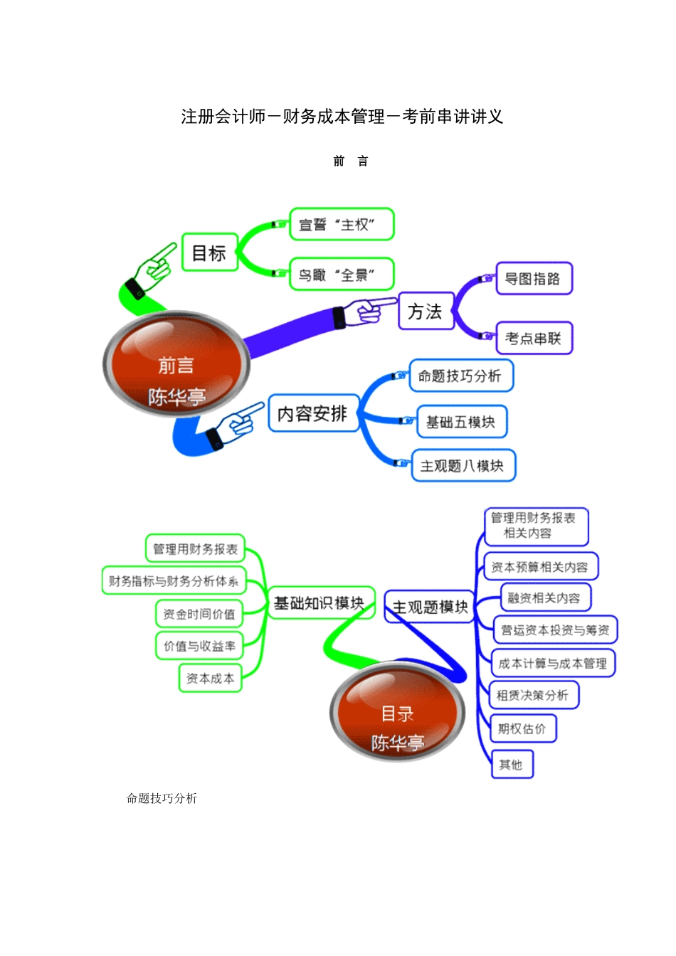 注册会计师－财务成本管理－考前串讲讲义_第1页