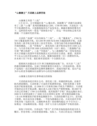 “山寨寨主”天语踏上品牌苦旅